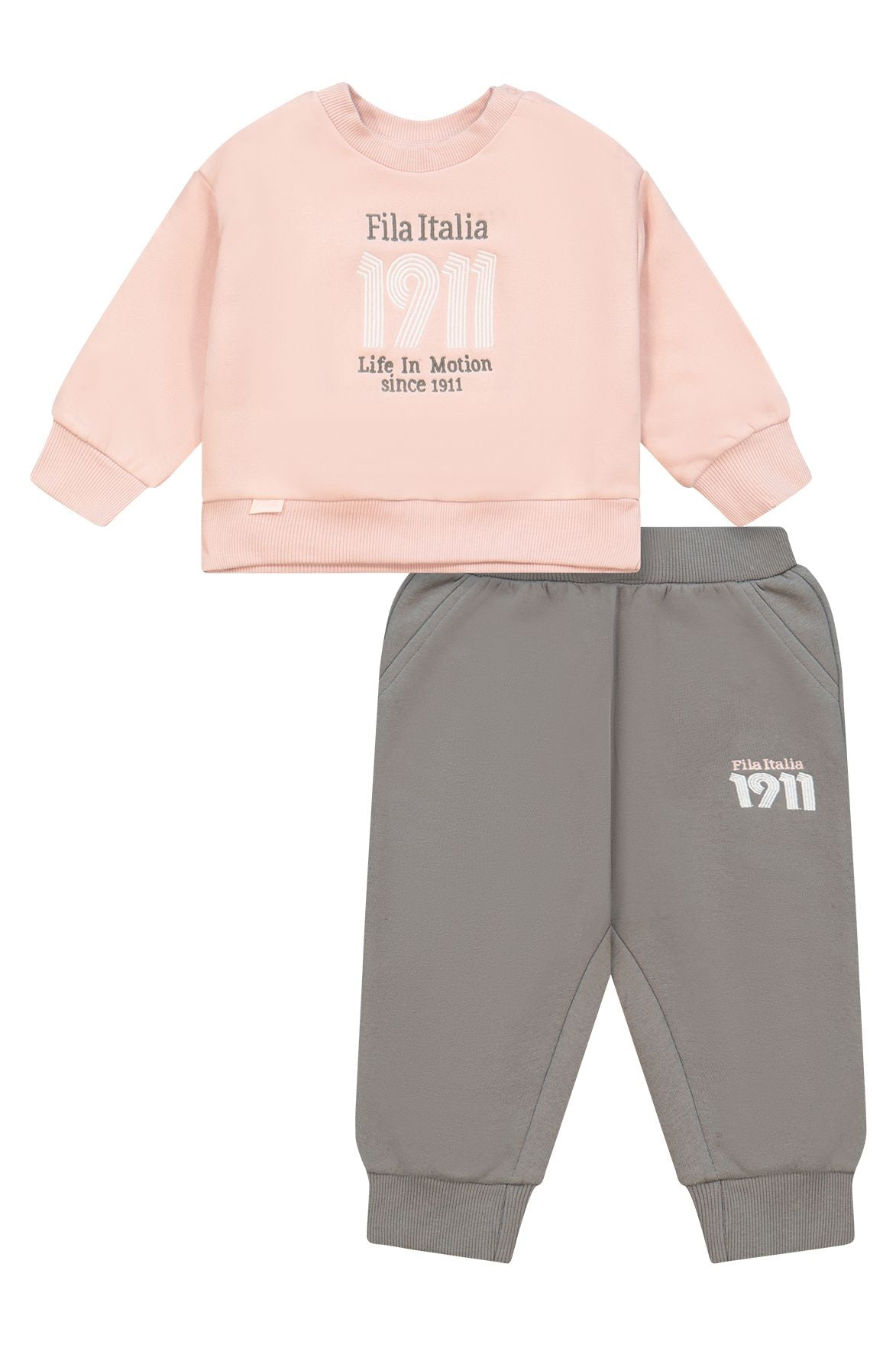 חליפת טרנינג FILA בשילוב צבעים עם פרינט בגב לתינוקות Pink / 0-6M