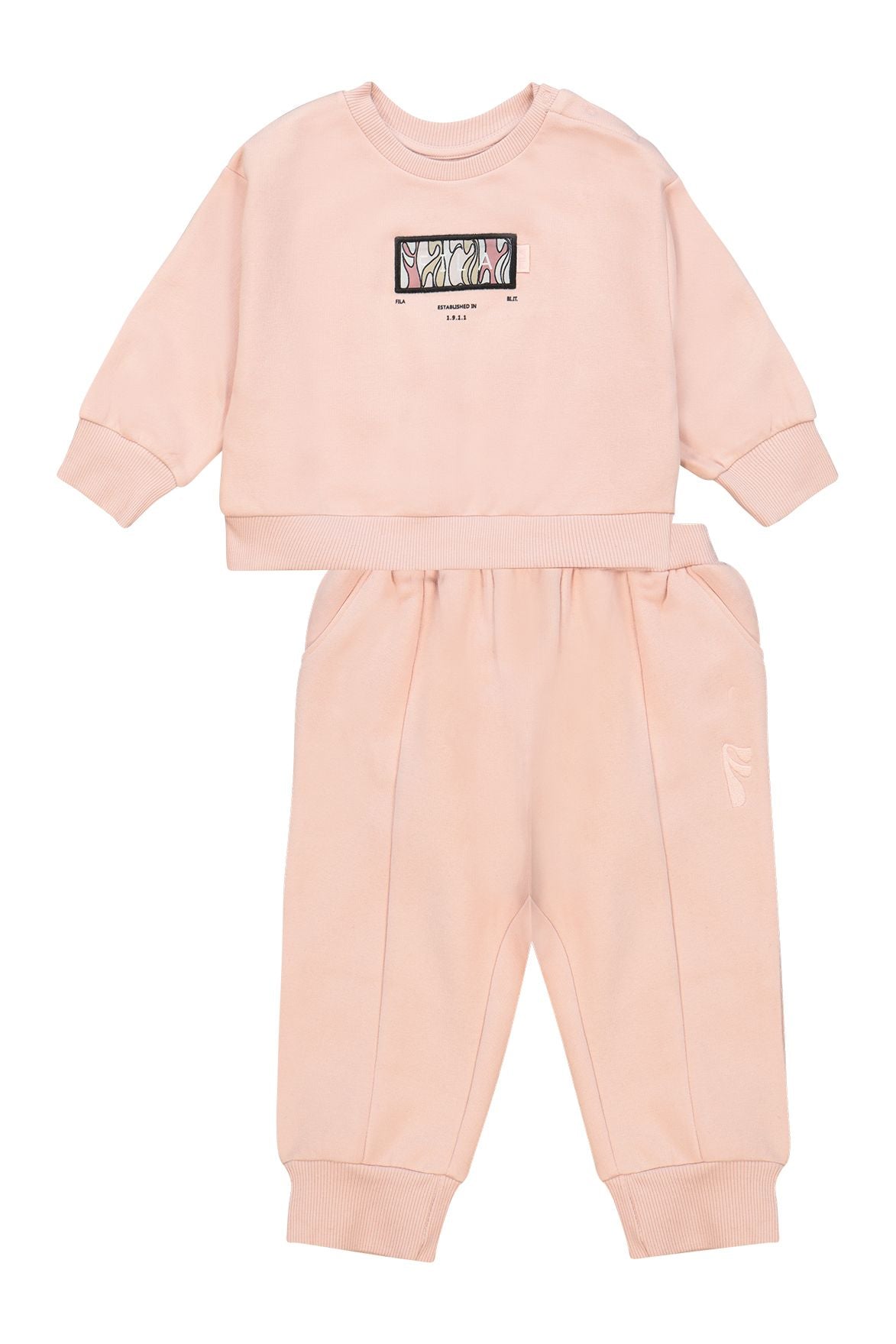 חליפת טרנינג FILA דו גוונית בהדפס לוגו לתינוקות Pink / 0-6M