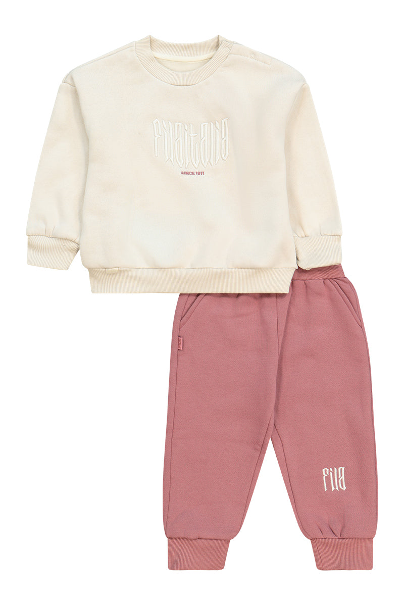 חליפת טרנינג FILA עם הדפס גב ולוגו קדמי לתינוקות BEIGE / 0-6M