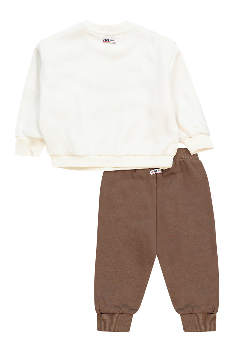 חליפת טרנינג FILA דו גוונית בהדפס אותיות לתינוקות BEIGE / 0-6M