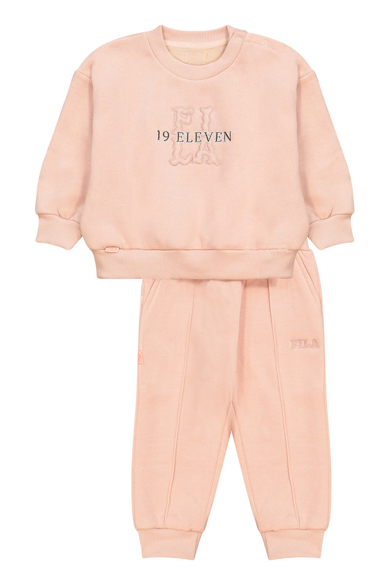 חליפת טרנינג FILA דו גוונית בהדפס אותיות לתינוקות Pink / 0-6M