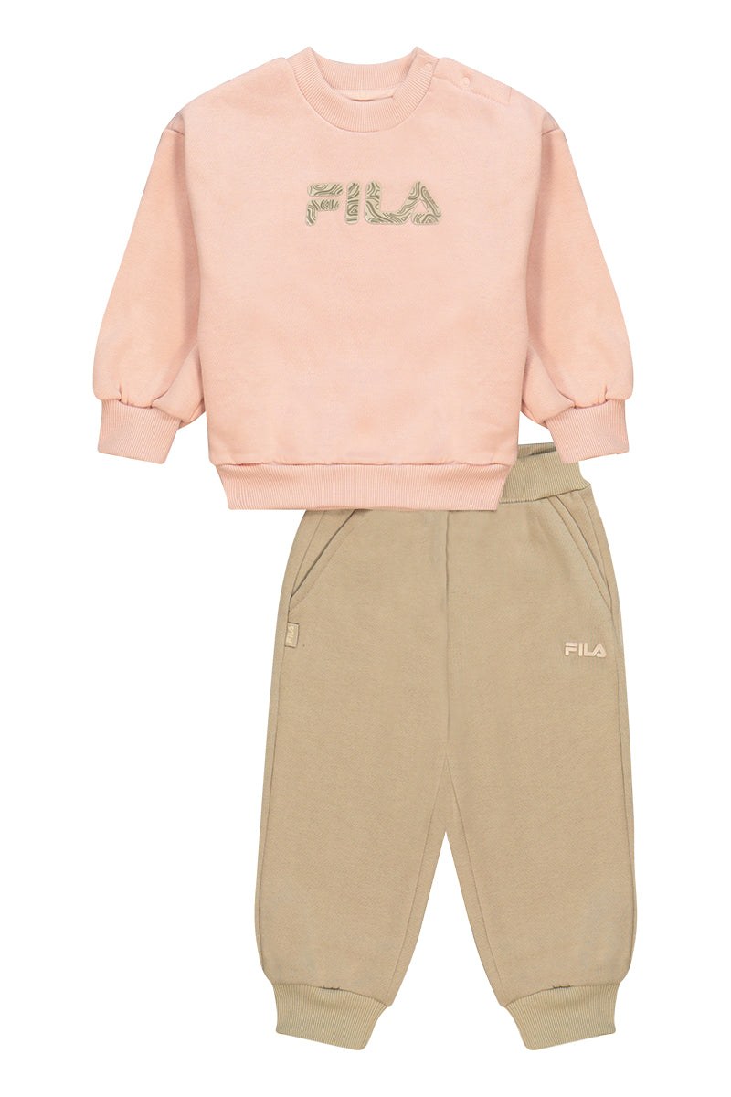 חליפת טרנינג FILA בגווני ורוד חול אופנתיים לתינוקות Pink / 0-6M