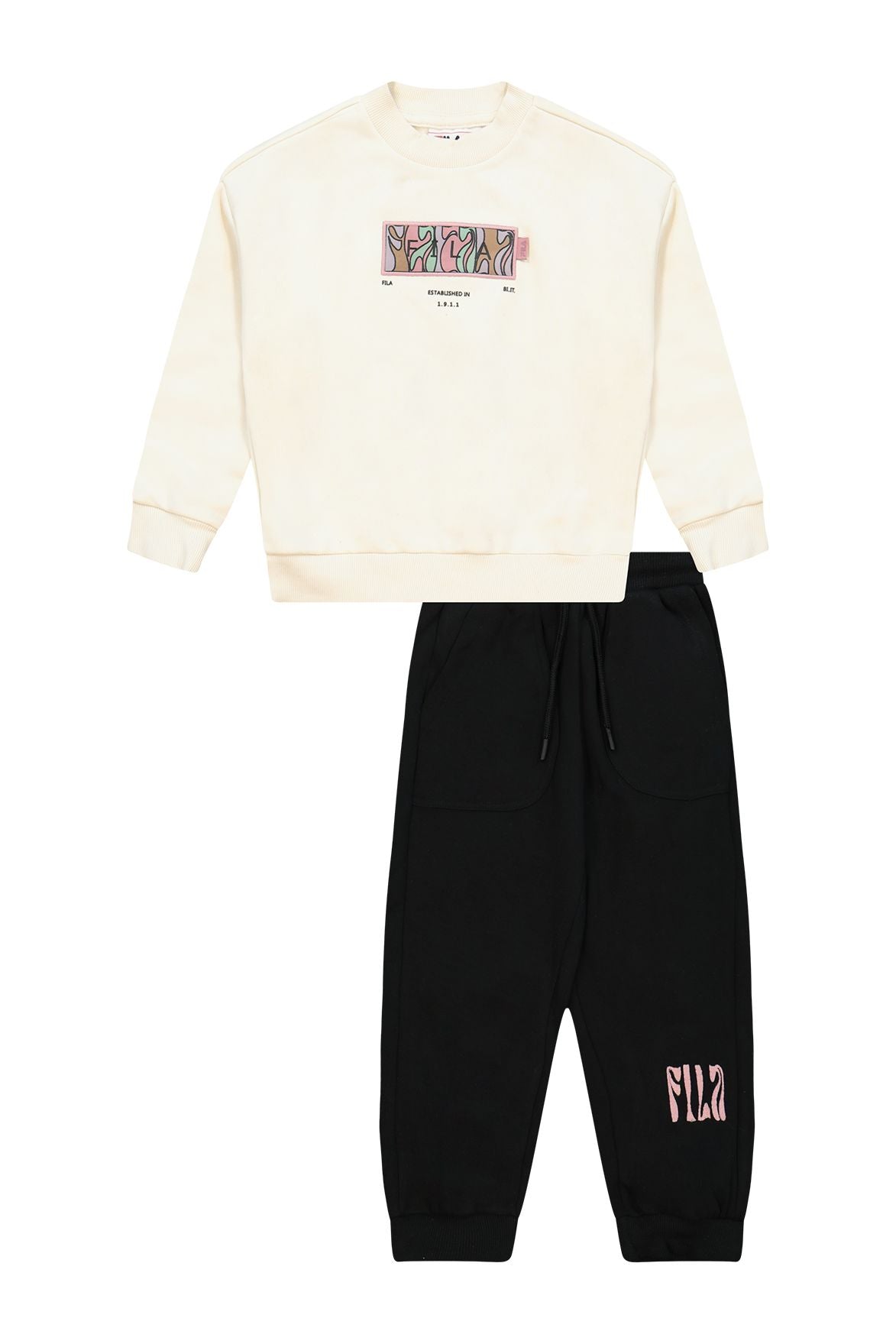 חליפת טרנינג FILA בהדפס צבעוני לילדות BEIGE / 2Y