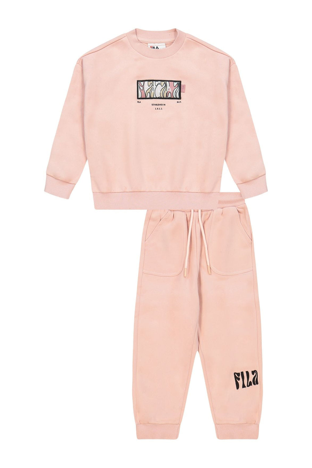 חליפת טרנינג FILA בהדפס צבעוני לילדות Pink / 2Y