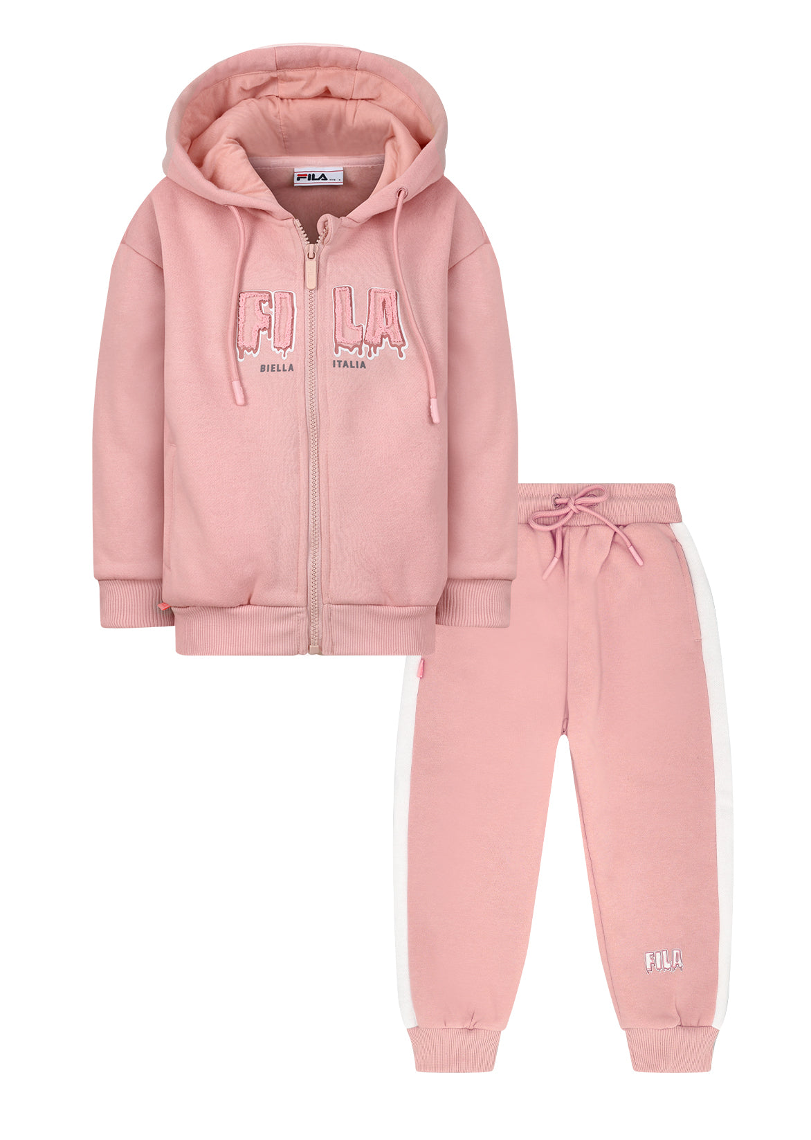 חליפת טרנינג FILA רוכסן קדמי בשילוב צבעים לילדות Pink / 10Y