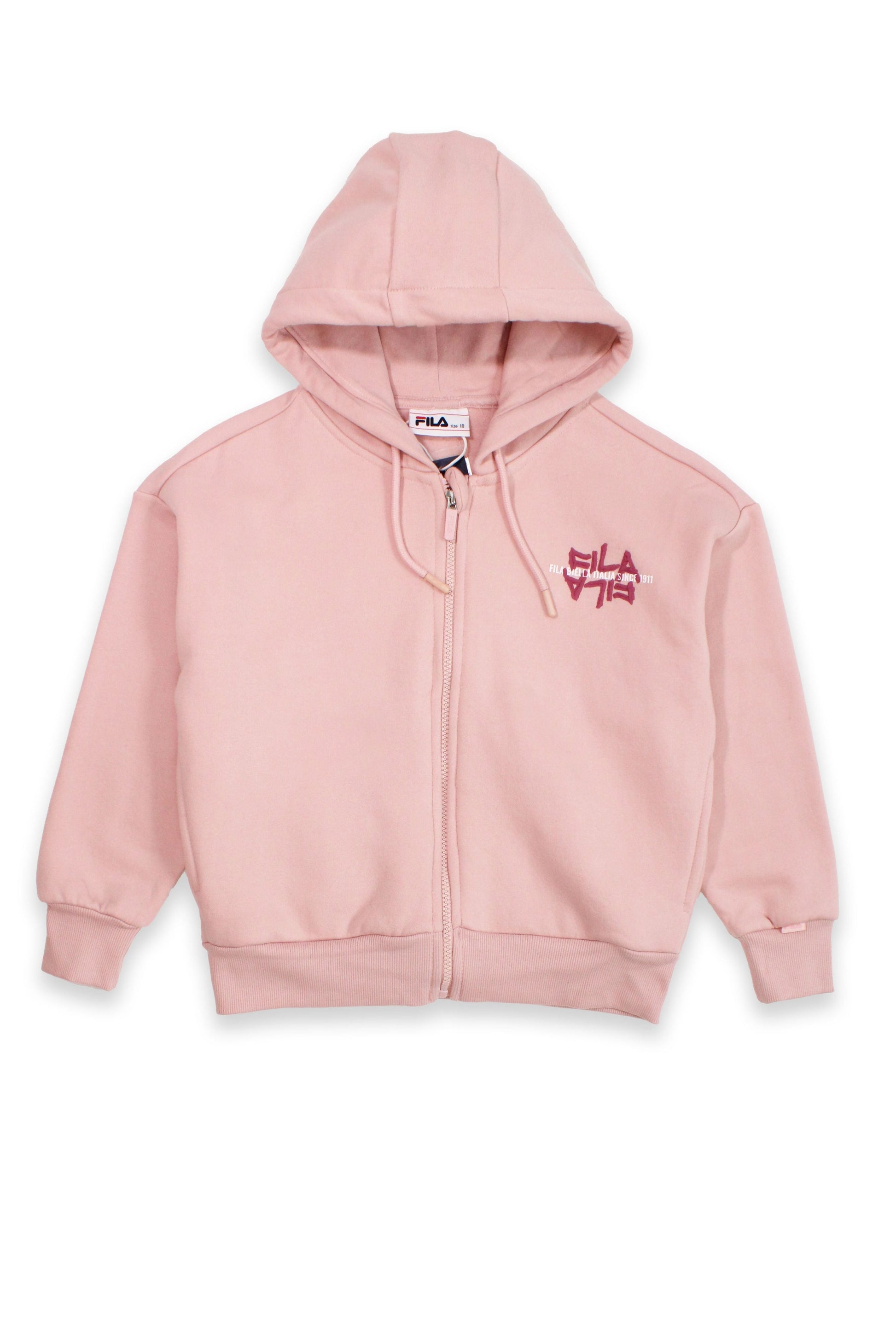 חליפת טרנינג FILA עם קפוצ'ון ורוכסן קדמי לילדות Pink / 10Y