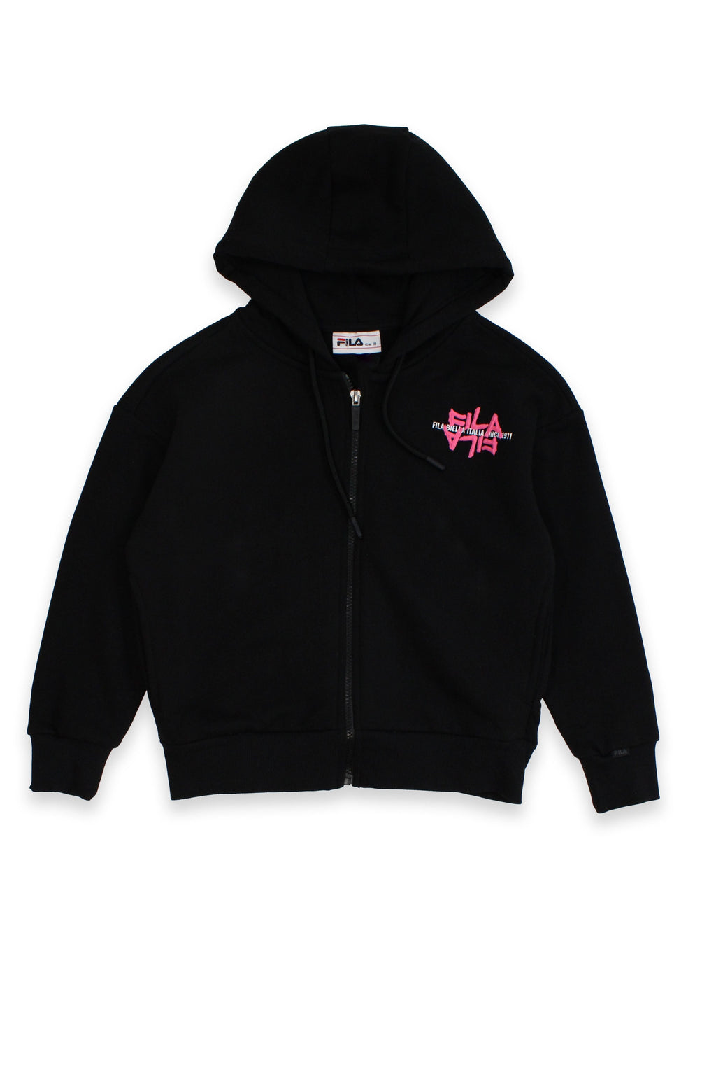 חליפת טרנינג FILA עם קפוצ'ון ורוכסן קדמי לילדות BLACK / 10Y