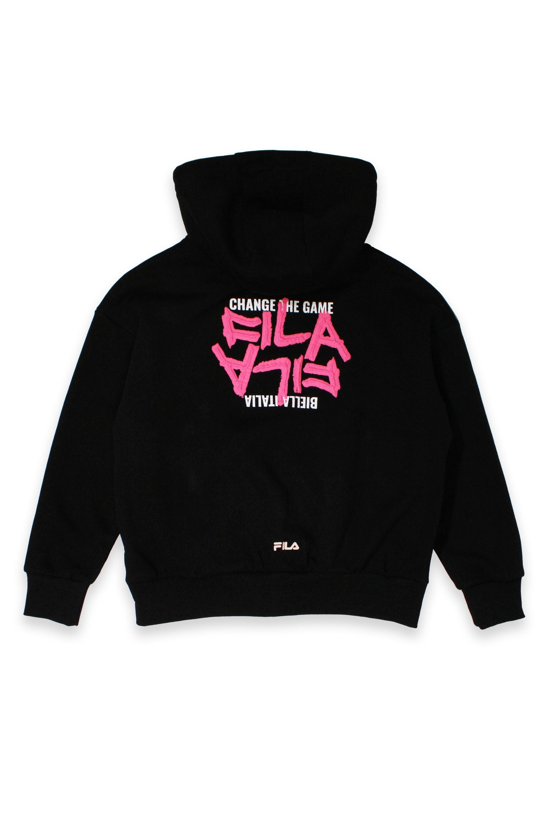 חליפת טרנינג FILA עם קפוצ'ון ורוכסן קדמי לילדות BLACK / 10Y