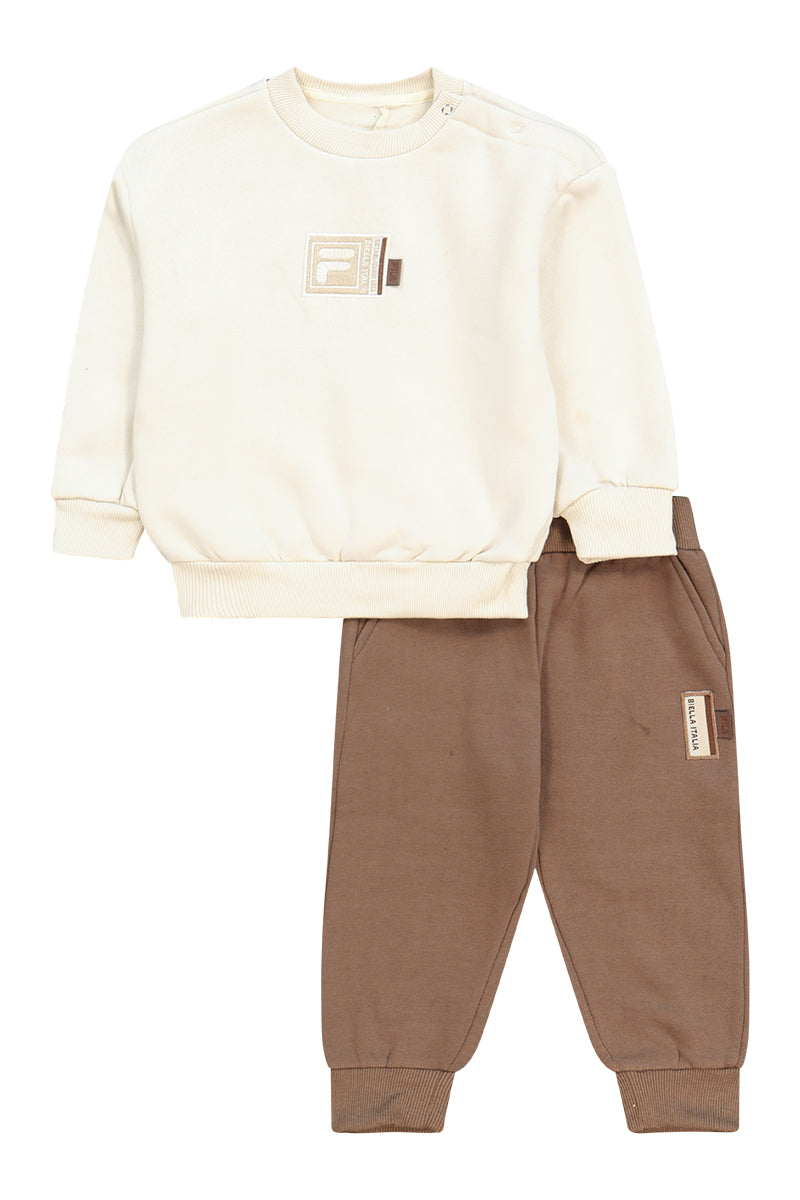 חליפת טרנינג FILA עם הדפס גרפי עדין לתינוקות BEIGE / 0-6M