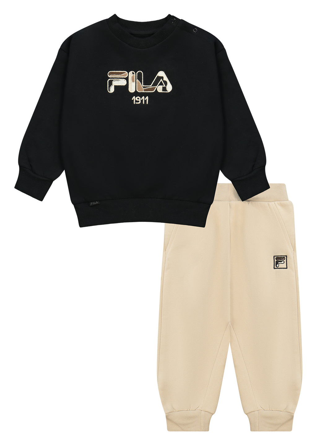 חליפת טרנינג FILA בשילוב צבעים אופנתי לתינוקות BLACK / 0-6M