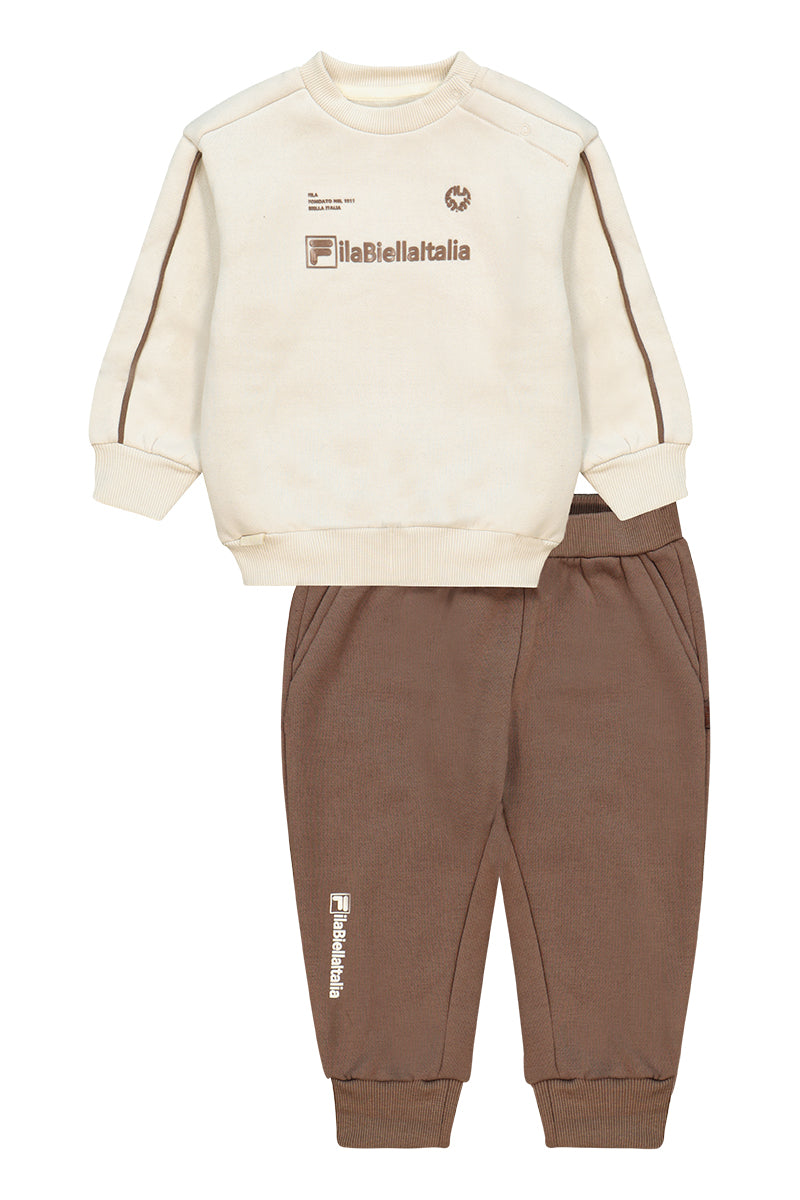 חליפת טרנינג FILA עם פרטי לוגו מעוצבים לתינוקות BEIGE / 0-6M