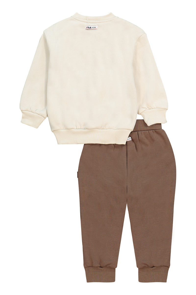 חליפת טרנינג FILA עם פרטי לוגו מעוצבים לתינוקות BEIGE / 0-6M
