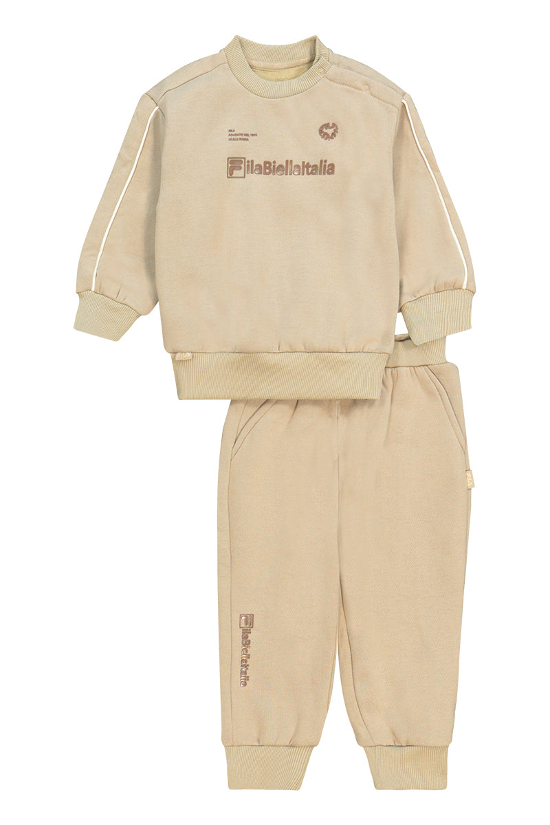 חליפת טרנינג FILA עם פרטי לוגו מעוצבים לתינוקות BEIGE / 0-6M