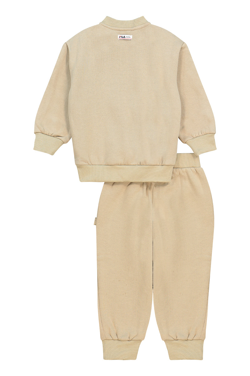 חליפת טרנינג FILA עם פרטי לוגו מעוצבים לתינוקות BEIGE / 0-6M