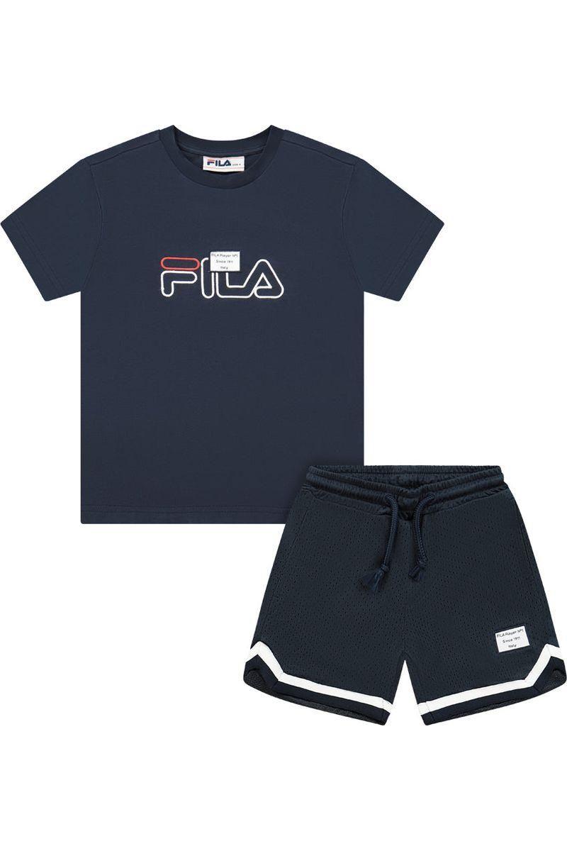 חליפת טריקו FILA פאץ' בצד לילדים Blue / 2Y