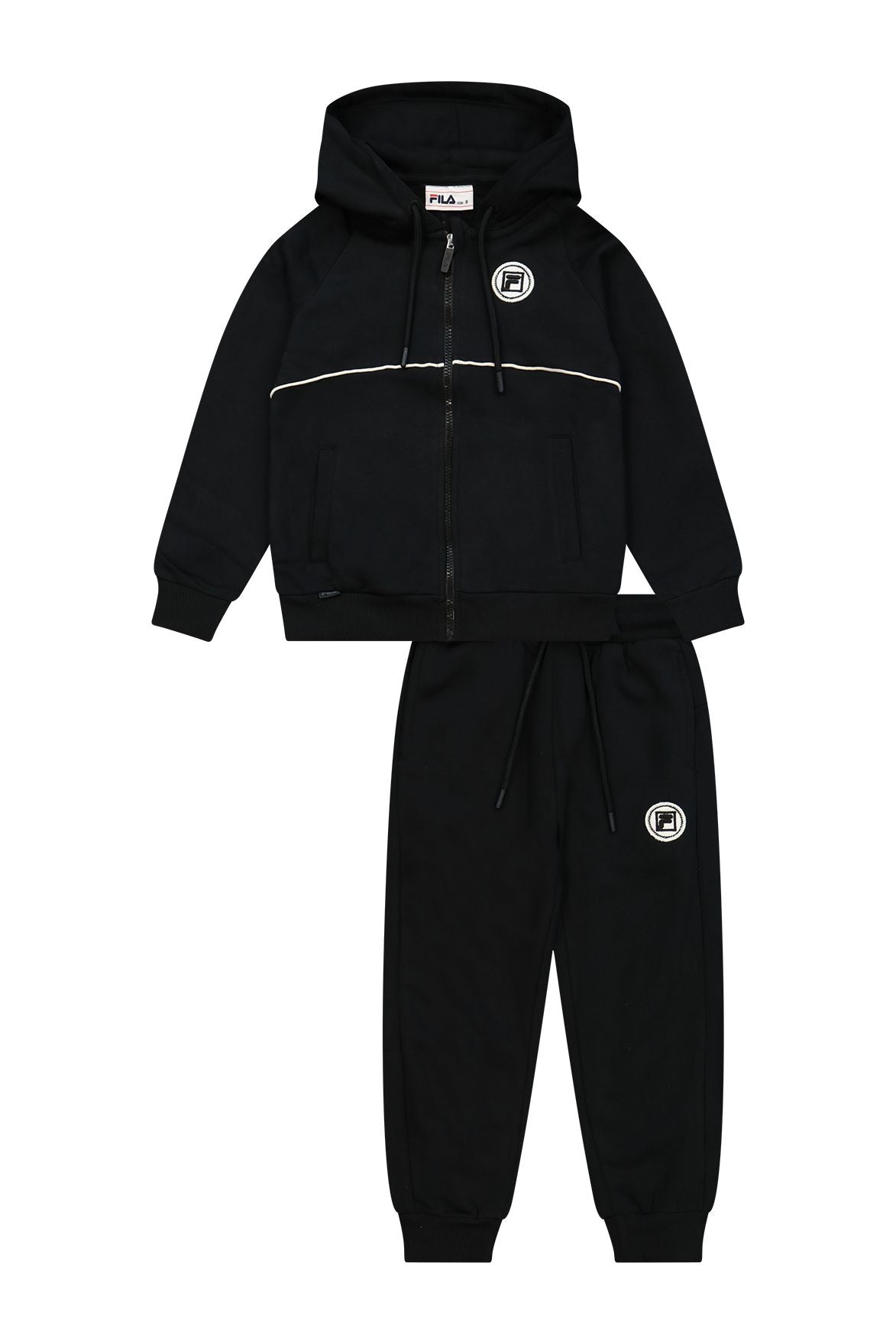 חליפת טרנינג FILA קפוצ'ון ורוכסן בהדפס לוגו צדדי לילדים BLACK / 2Y