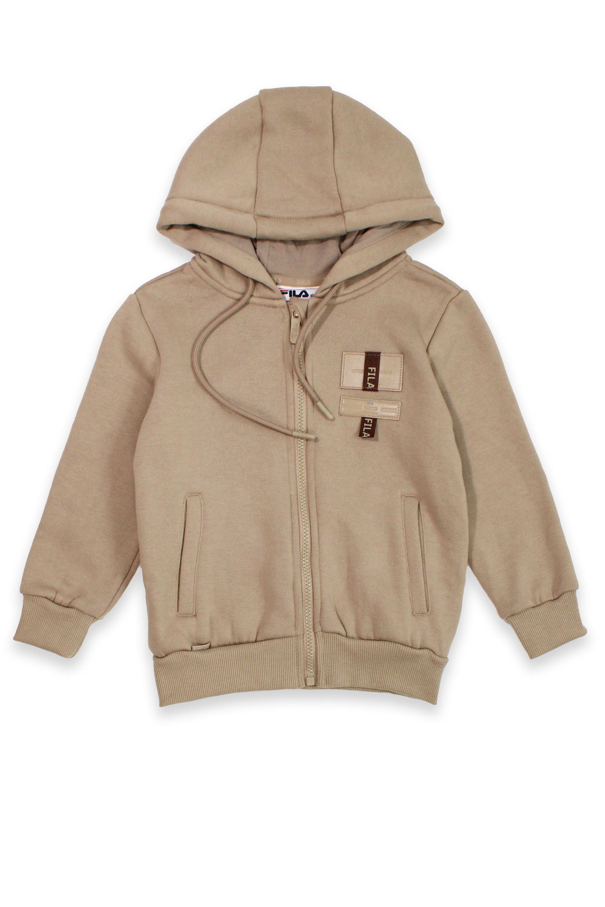 חליפת טרנינג FILA עם קפוצ'ון רוכסן ולוגו מודפס לילדים BEIGE / 10Y