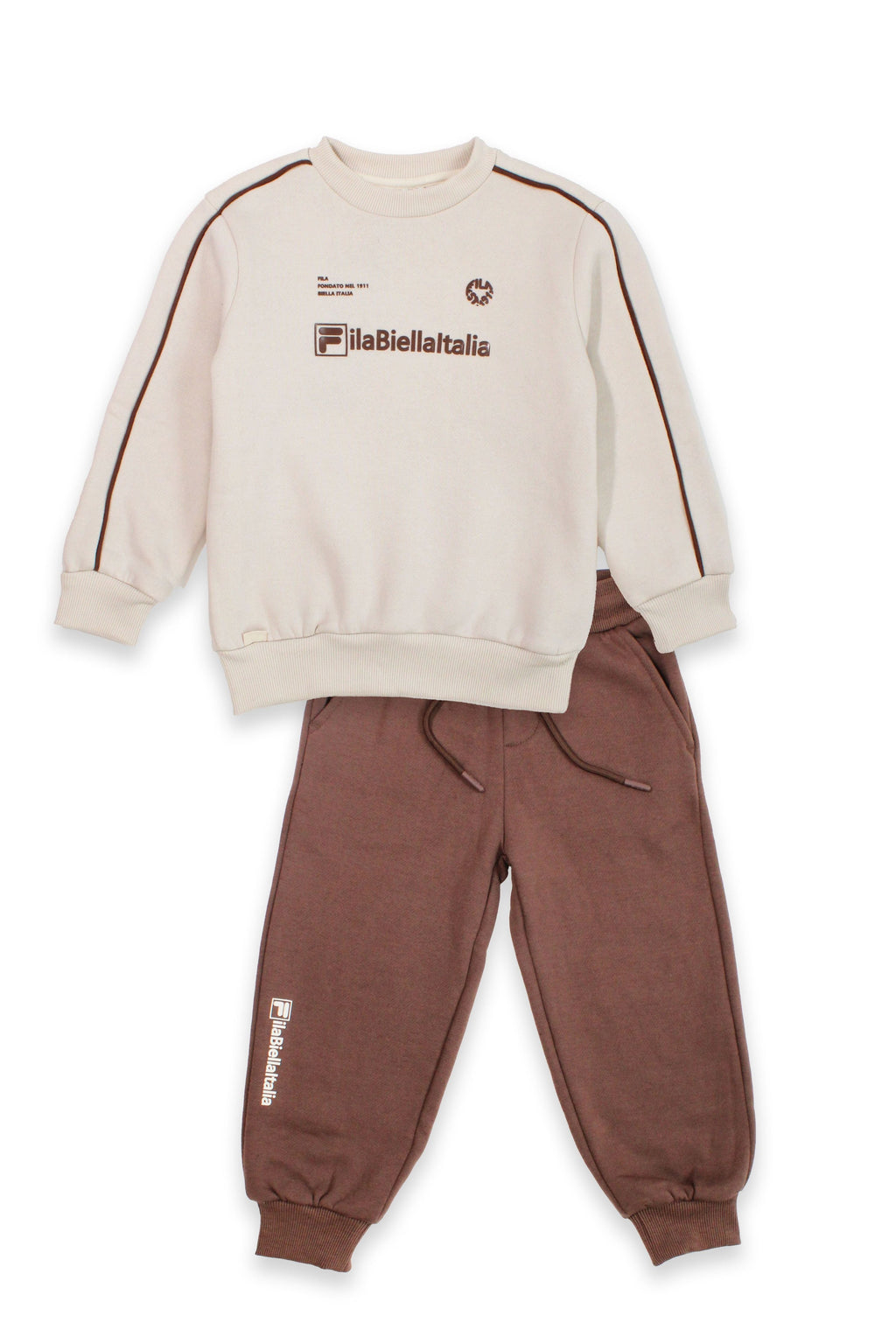 חליפת טרנינג FILA בעיצוב קלאסי עם הדפס לוגו לילדים BEIGE / 10Y