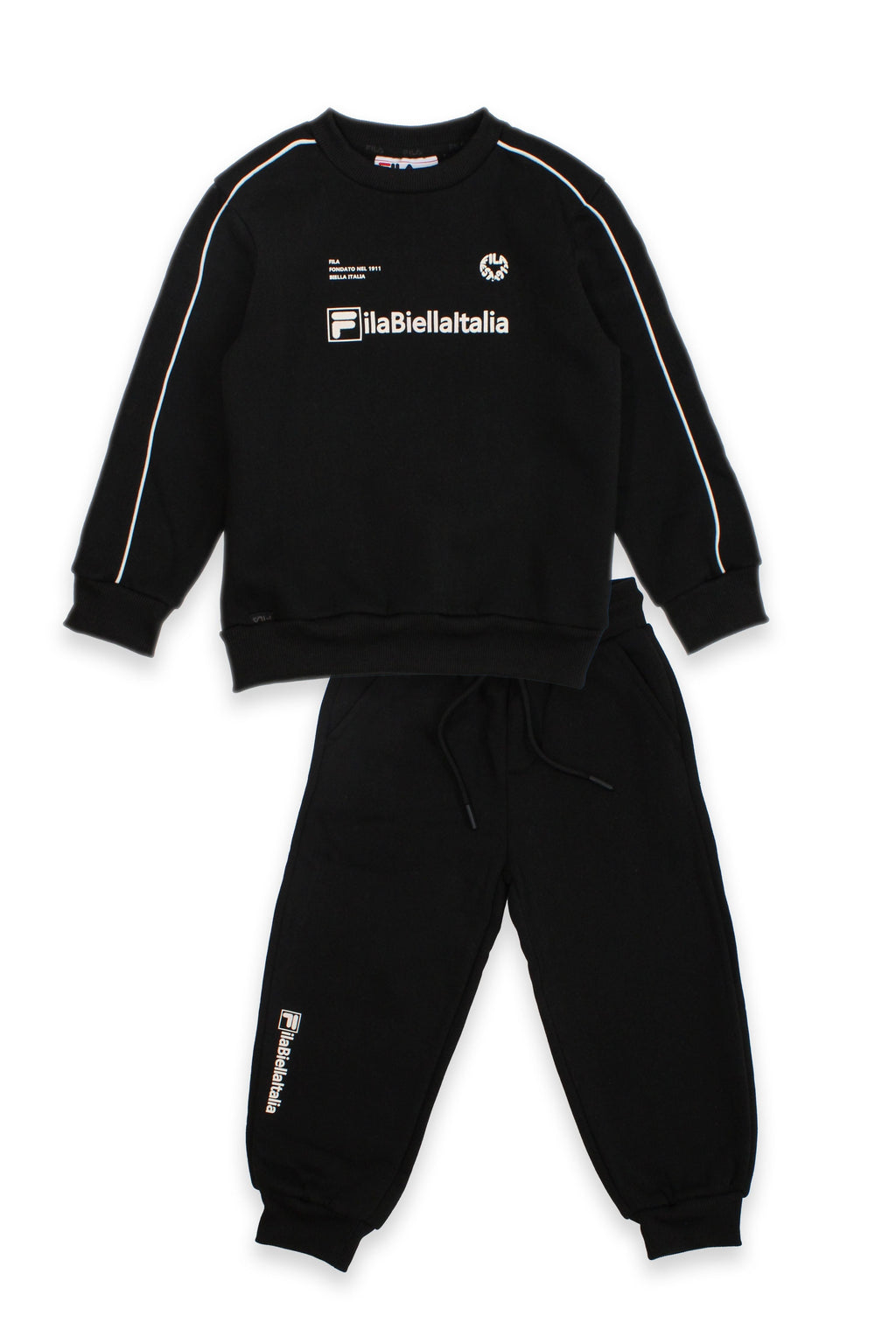 חליפת טרנינג FILA בעיצוב קלאסי עם הדפס לוגו לילדים BLACK / 10Y