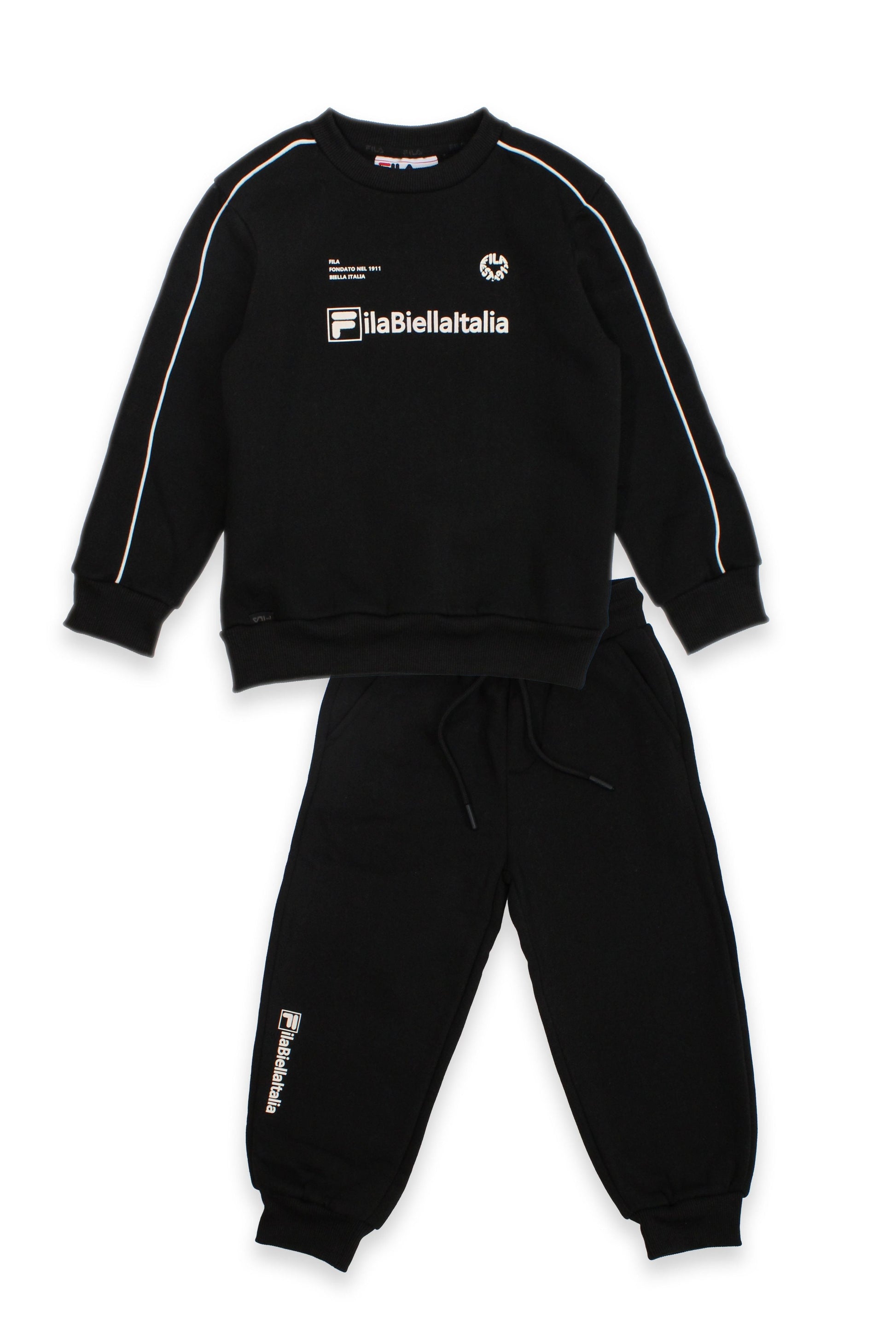 חליפת טרנינג FILA בעיצוב קלאסי עם הדפס לוגו לילדים BLACK / 10Y