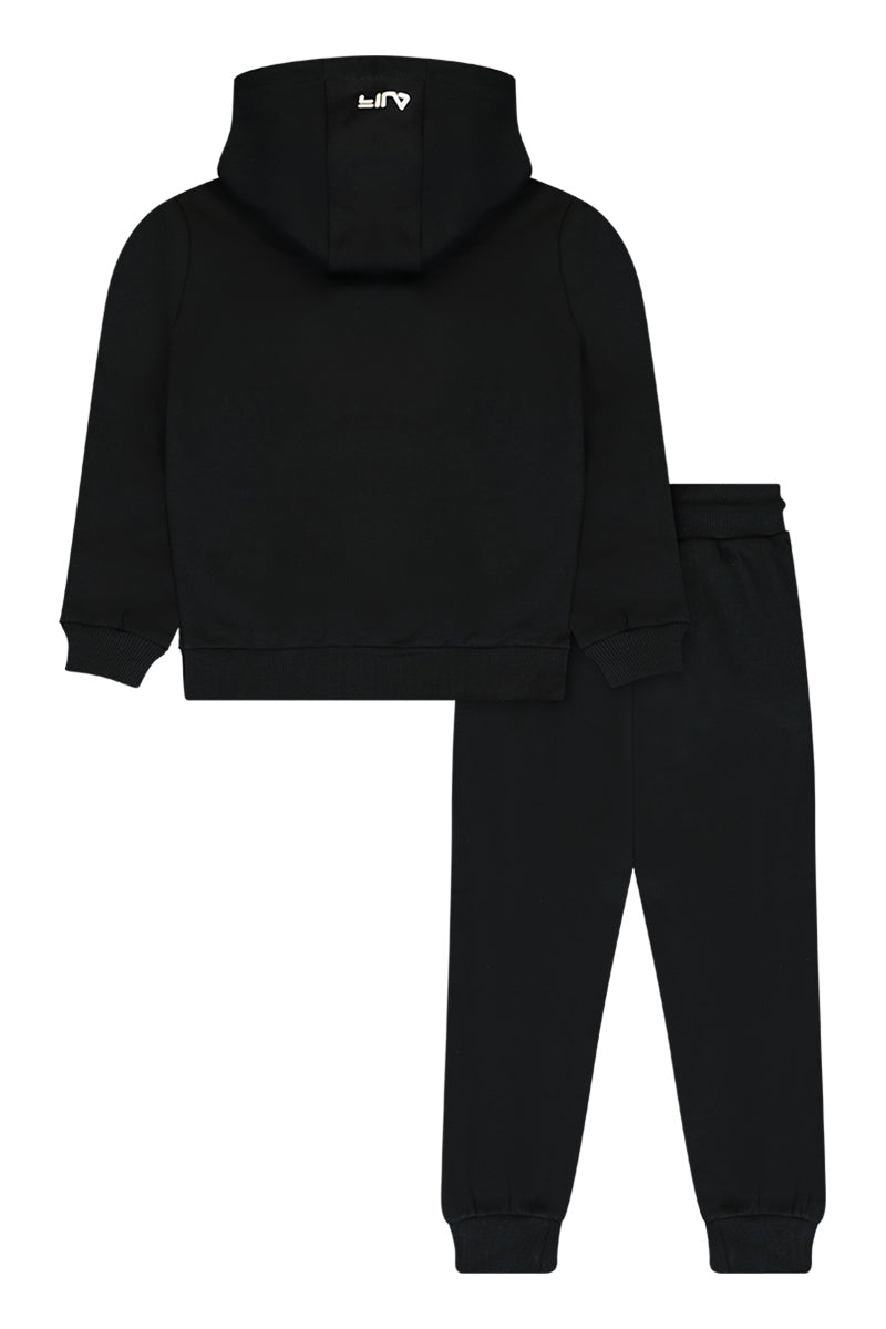 חליפת טרנינג FILA שחורה עם קפוצ'ון והדפס חזית לילדים BEIGE / 10Y