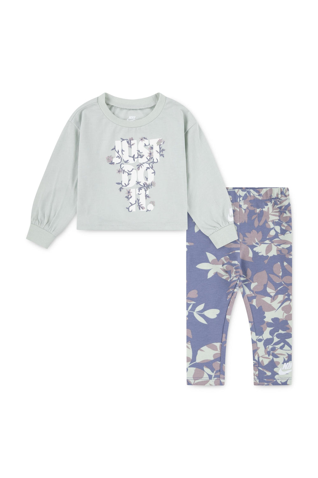 חליפת טרנינג NIKE בהדפס פרחוני וכיתוב לתינוקות Green / 12M