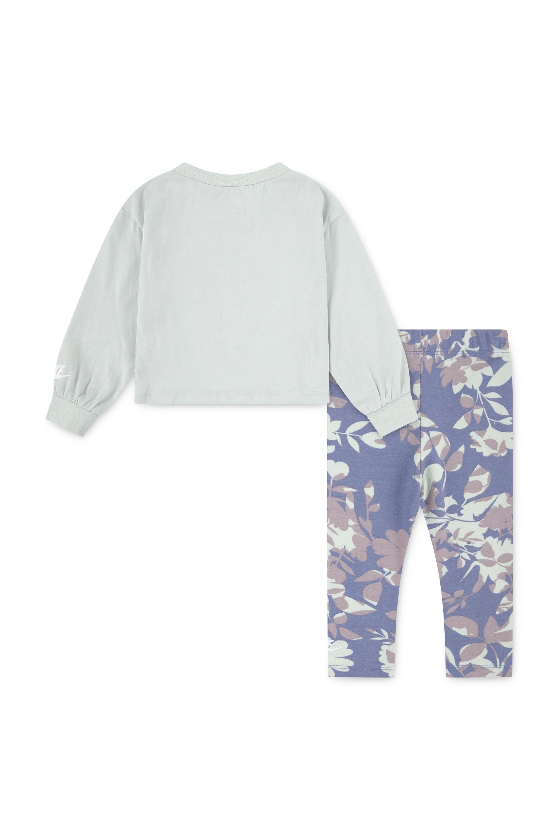 חליפת טרנינג NIKE בהדפס פרחוני וכיתוב לתינוקות Green / 12M