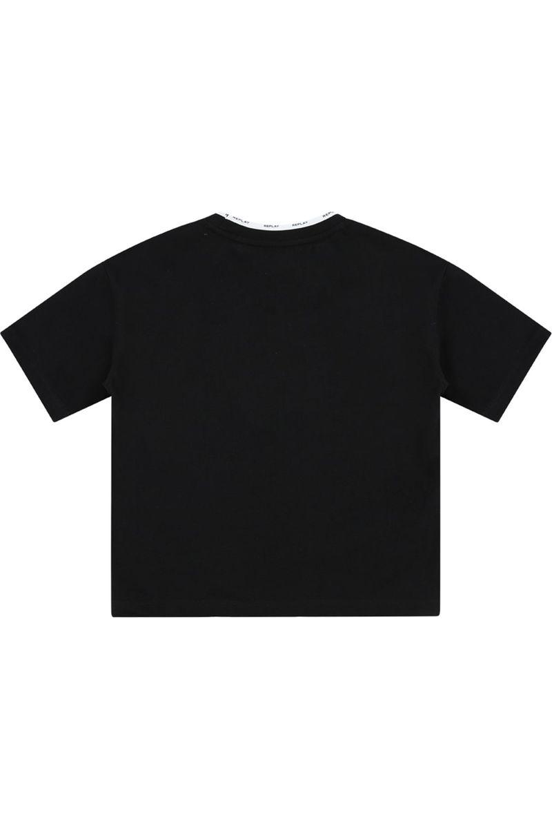 חולצת טי שרט REPLAY לוגו משוכפל לילדים