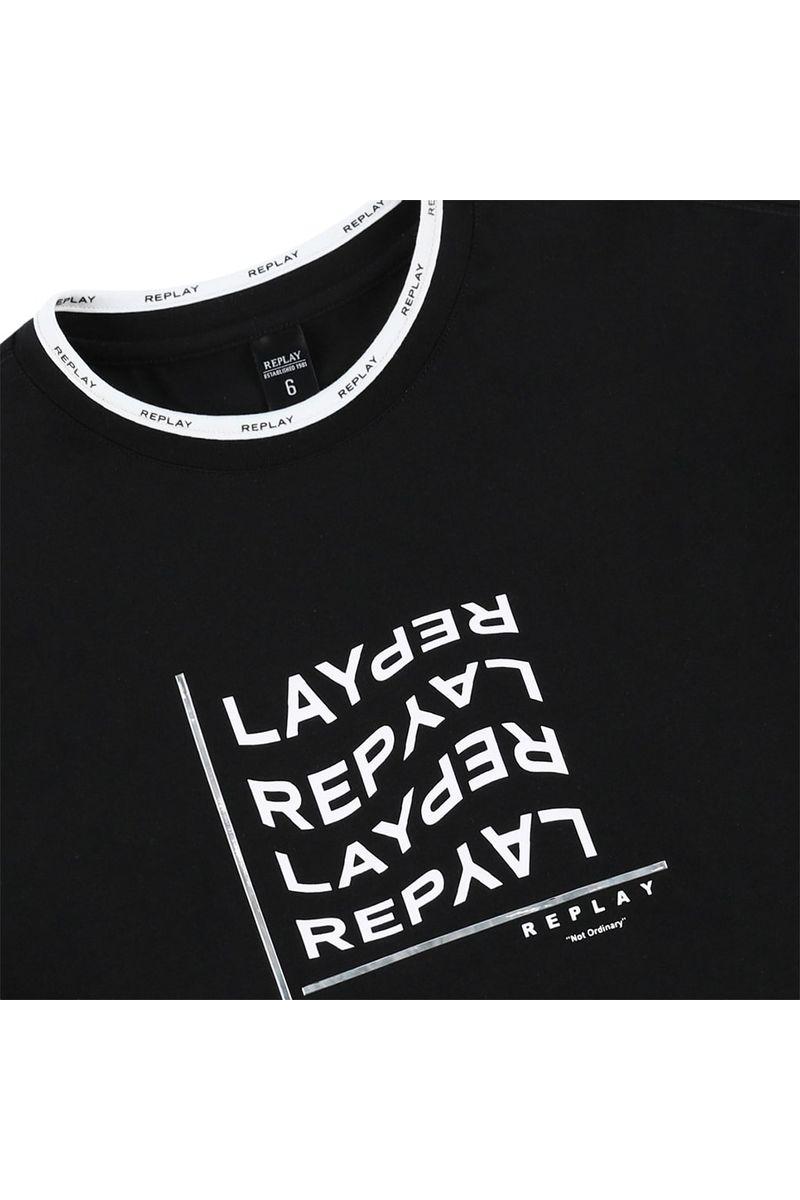 חולצת טי שרט REPLAY לוגו משוכפל לילדים