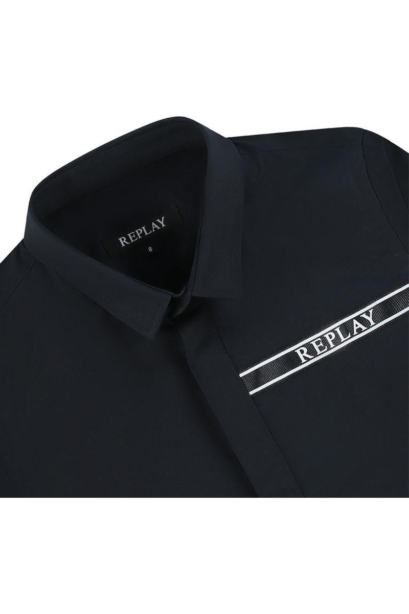 חולצה מכופתרת REPLAY פס לוגו בצד לילדים