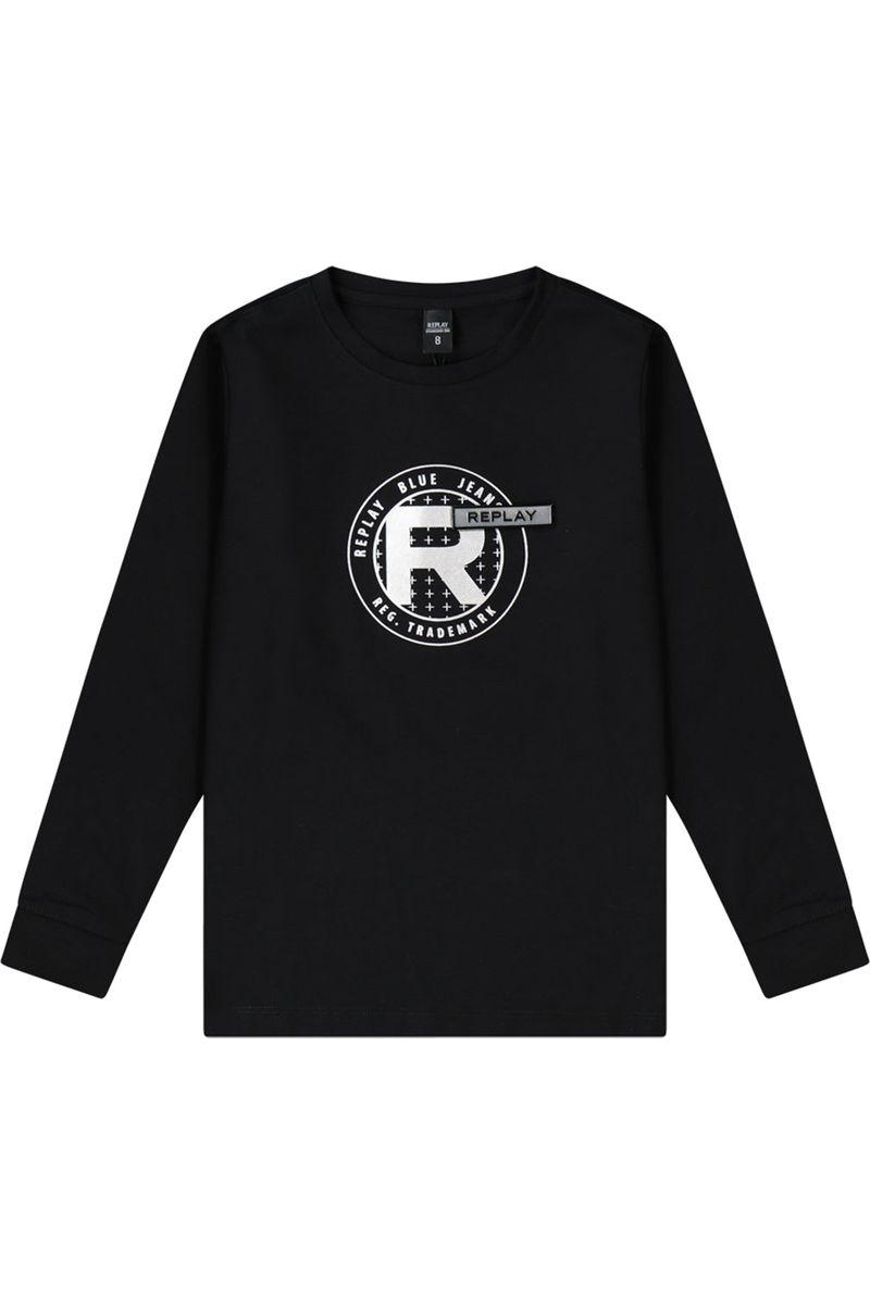 חולצת טי שרט REPLAY ארוכה לוגו עגול לילדים