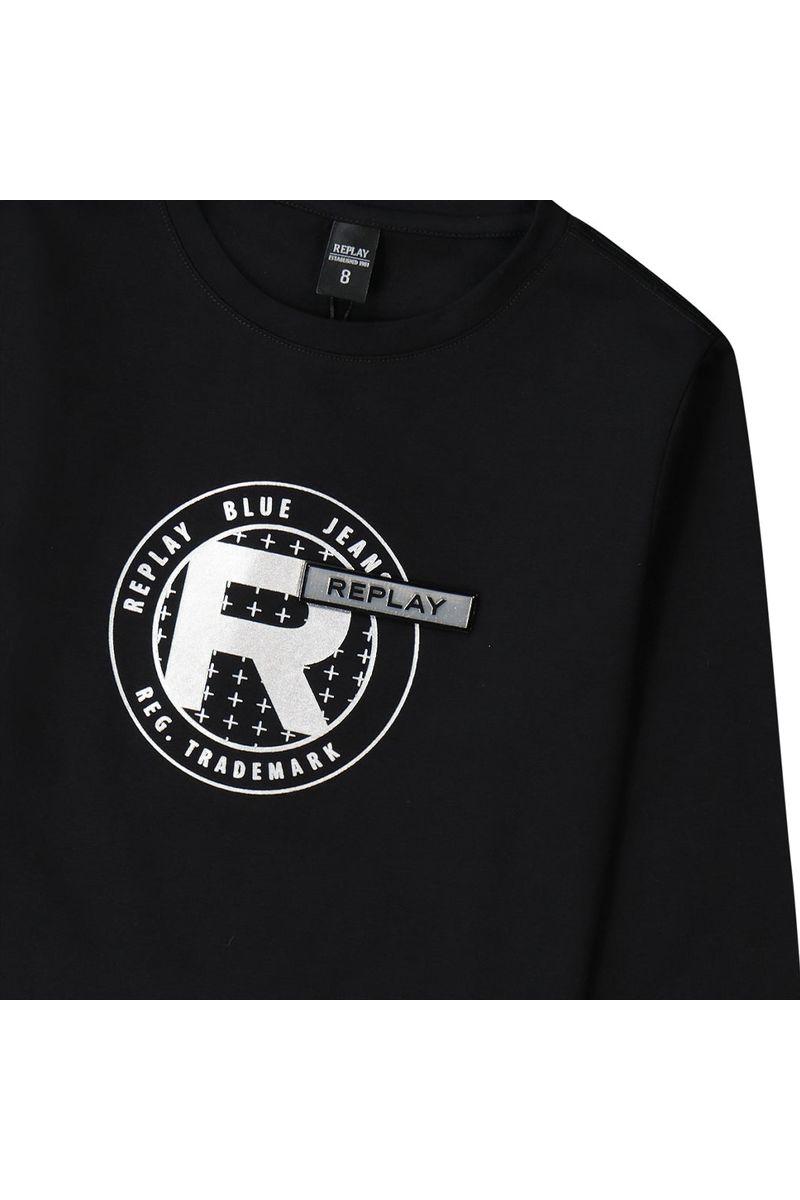 חולצת טי שרט REPLAY ארוכה לוגו עגול לילדים