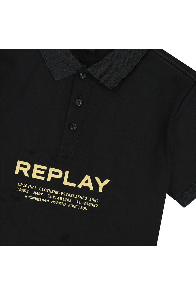 חולצת צווארון REPLAY כיתוב מקדימה לילדים