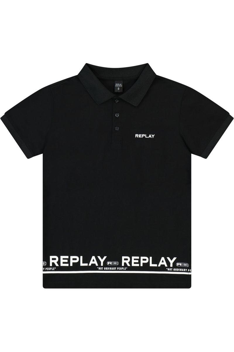 חולצת צווארון REPLAY הדפס לוגו לילדים
