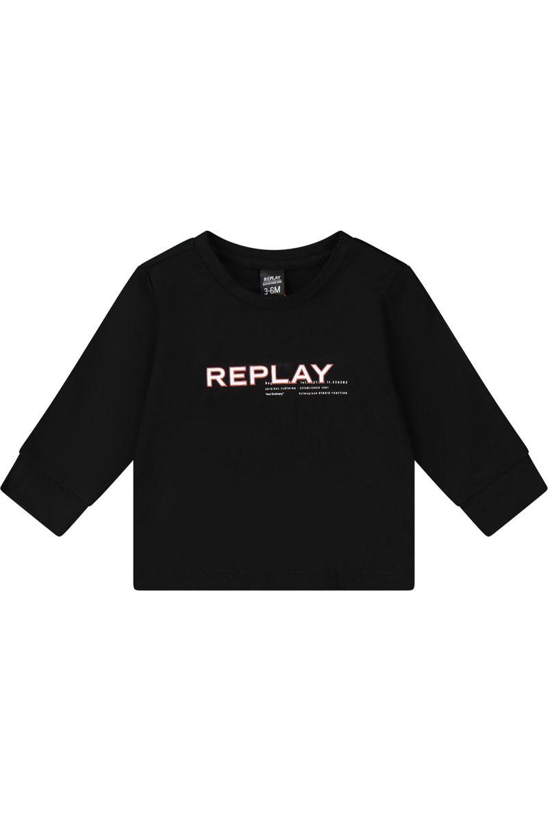 חולצת טי שרט REPLAY שרוול ארוך הדפס לוגו מותג לתינוקות