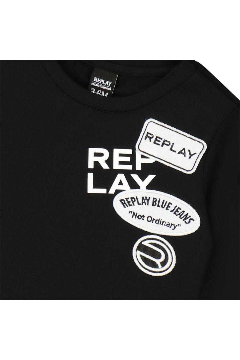 חולצת טי שרט REPLAY שרוול ארוך לוגו מותג בצד לתינוקות