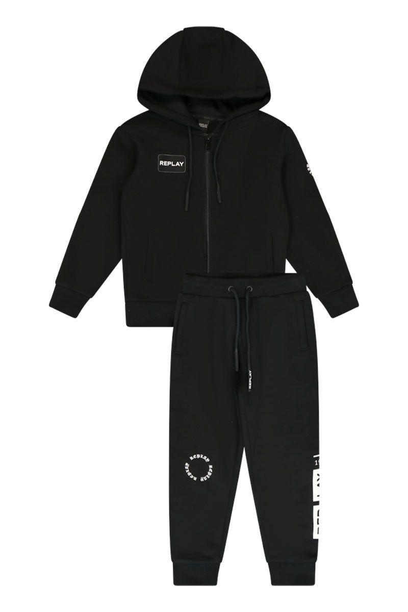חליפת טרנינג REPLAY הדפס לוגו מותג בשרוול לילדים