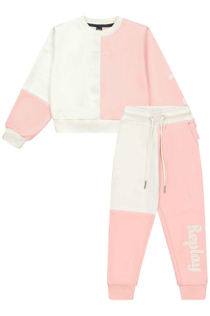 חליפת טרנינג REPLAY לוגו מותג בשרוול לילדות