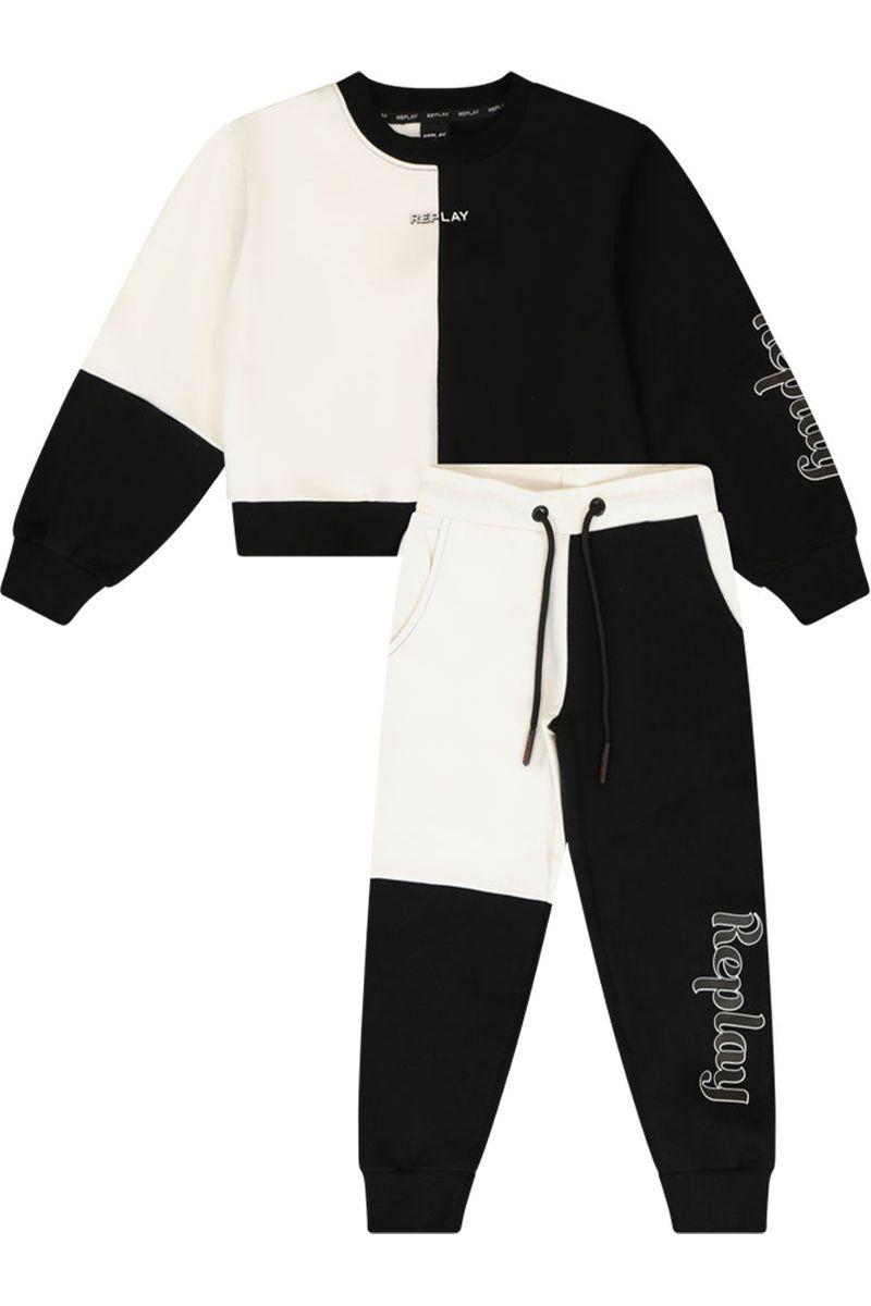 חליפת טרנינג REPLAY לוגו מותג בשרוול לילדות