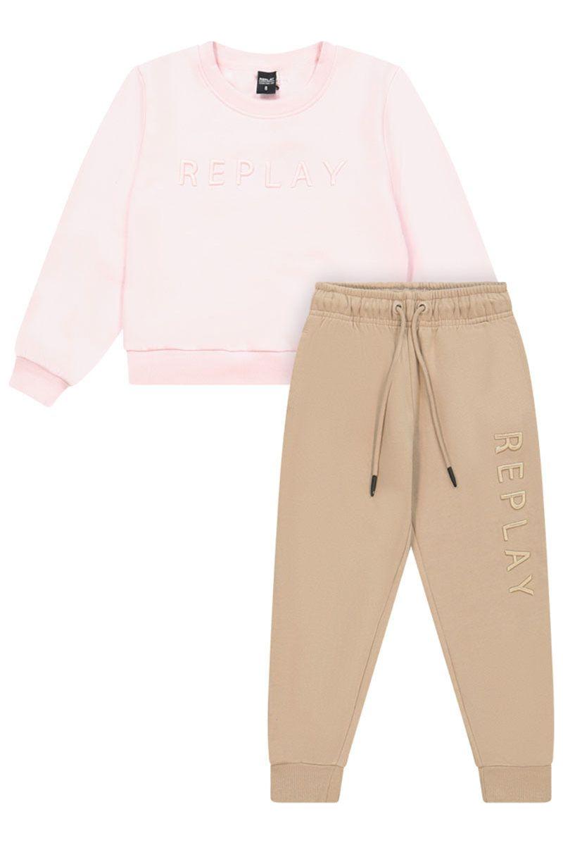 חליפת טרנינג REPLAY לוגו מותג רקמה באמצע לילדות