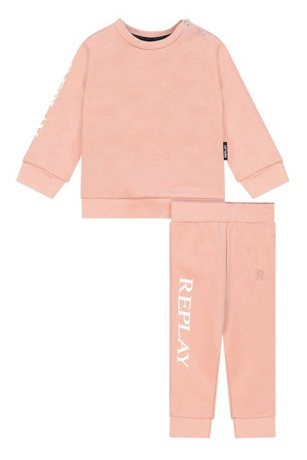 חליפת טרנינג REPLAYEPLAY קלאסית עם לוגו בשרוול לתינוקות Pink / 3-6M