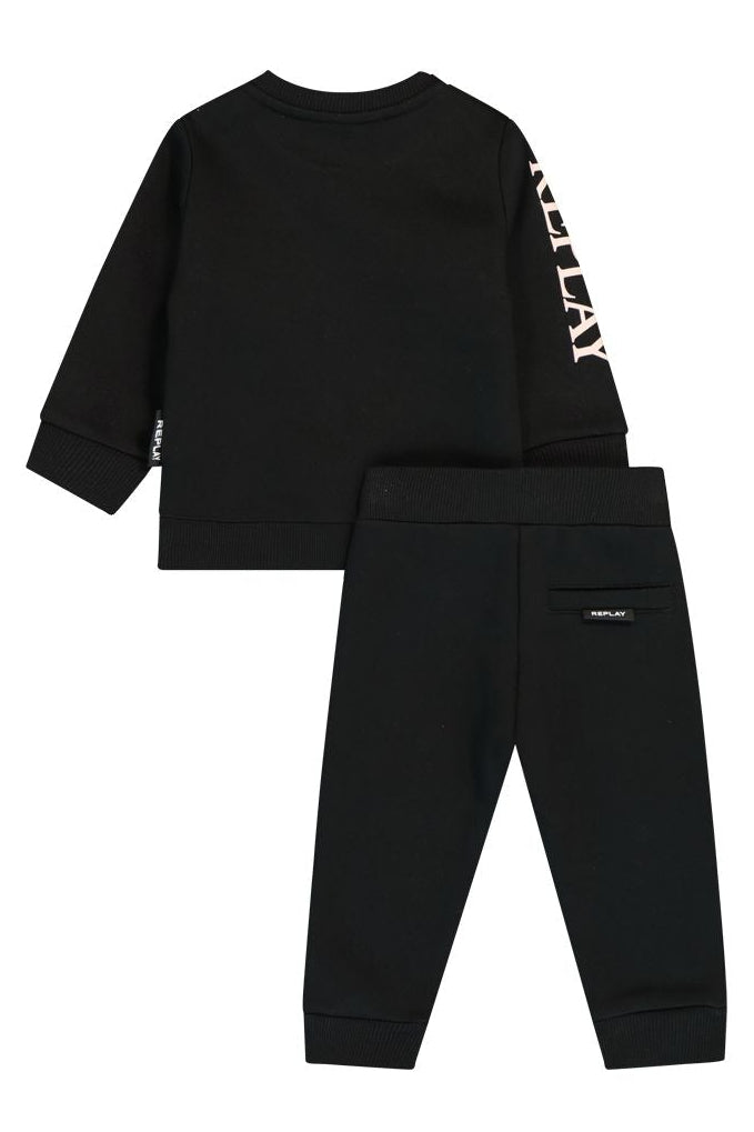 חליפת טרנינג REPLAYEPLAY קלאסית עם לוגו בשרוול לתינוקות BLACK / 3-6M