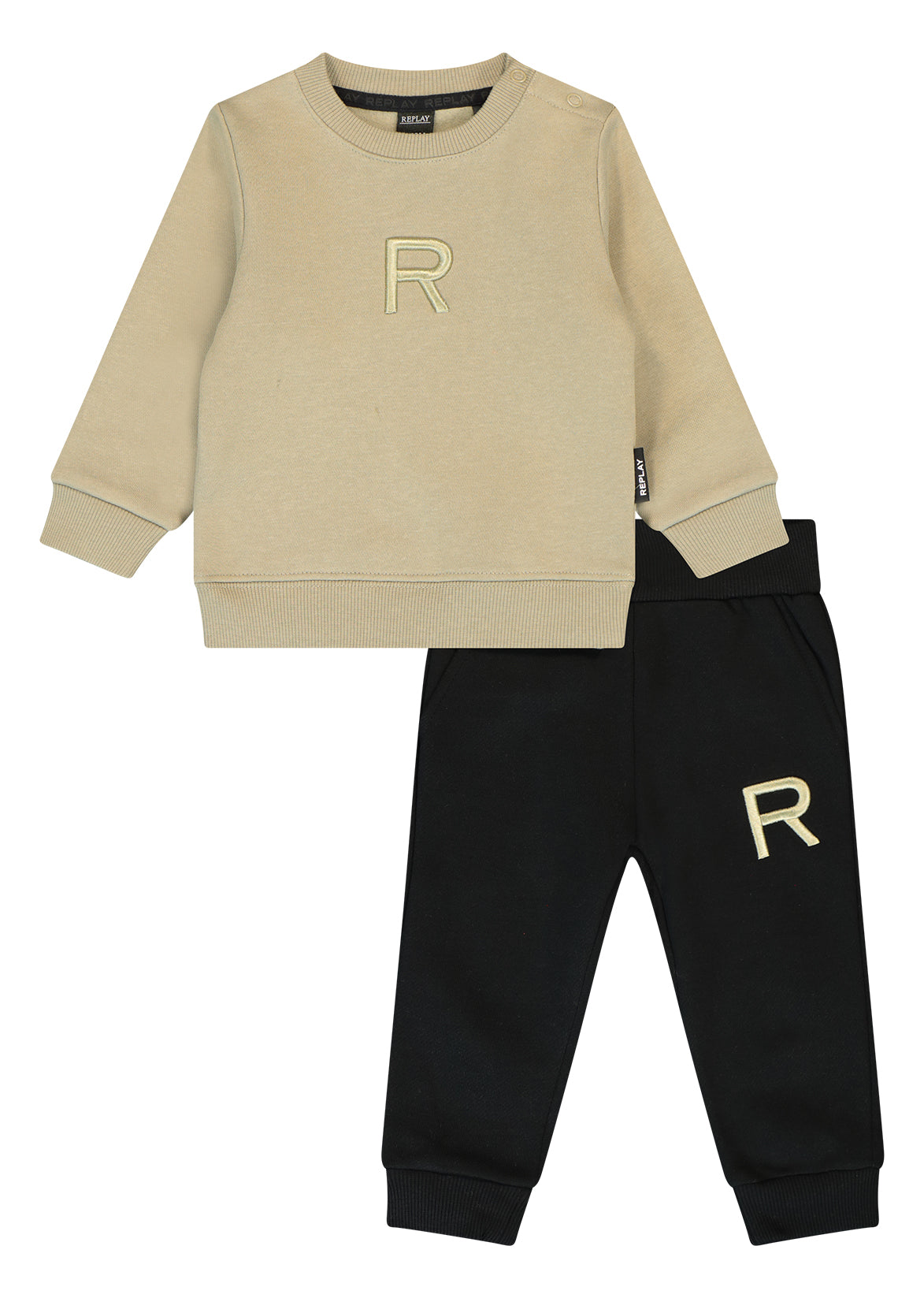 חליפת טרנינג REPLAY לוגו באמצע לתינוקות BEIGE / 3-6M