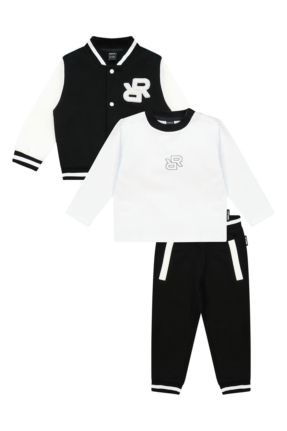 חליפת שלושה חלקים REPLAY כפתורים לתינוקות BLACK / 0-3M