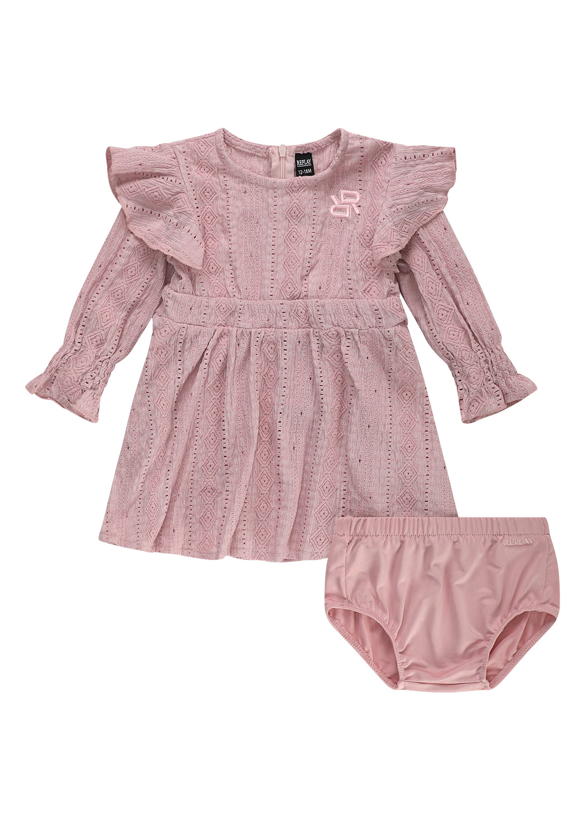 שמלת REPLAY שכבות ושרוול ארוך סט תחתון תואם לתינוקות Pink / 3-6M