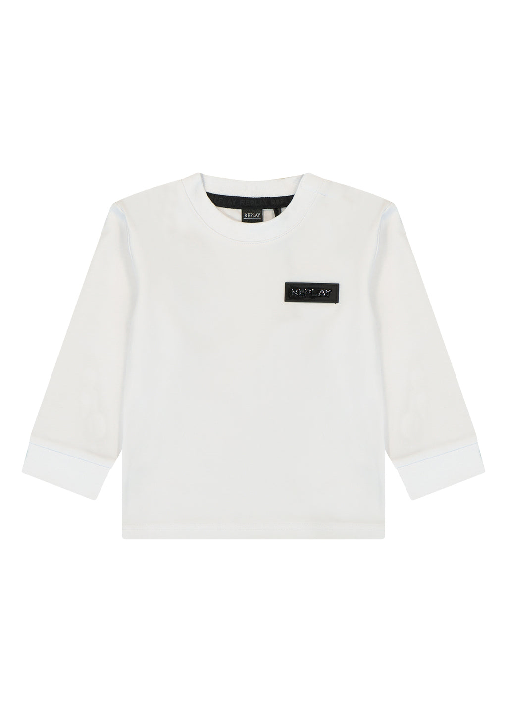 חולצת טישרט REPLAY עם תג מיתוג נקי לתינוקות WHITE / 3-6M