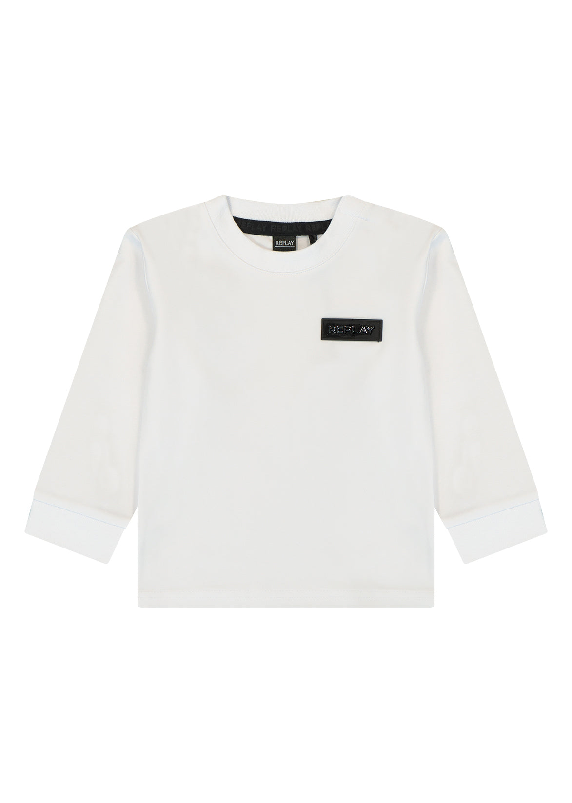 חולצת טישרט REPLAY עם תג מיתוג נקי לתינוקות WHITE / 3-6M