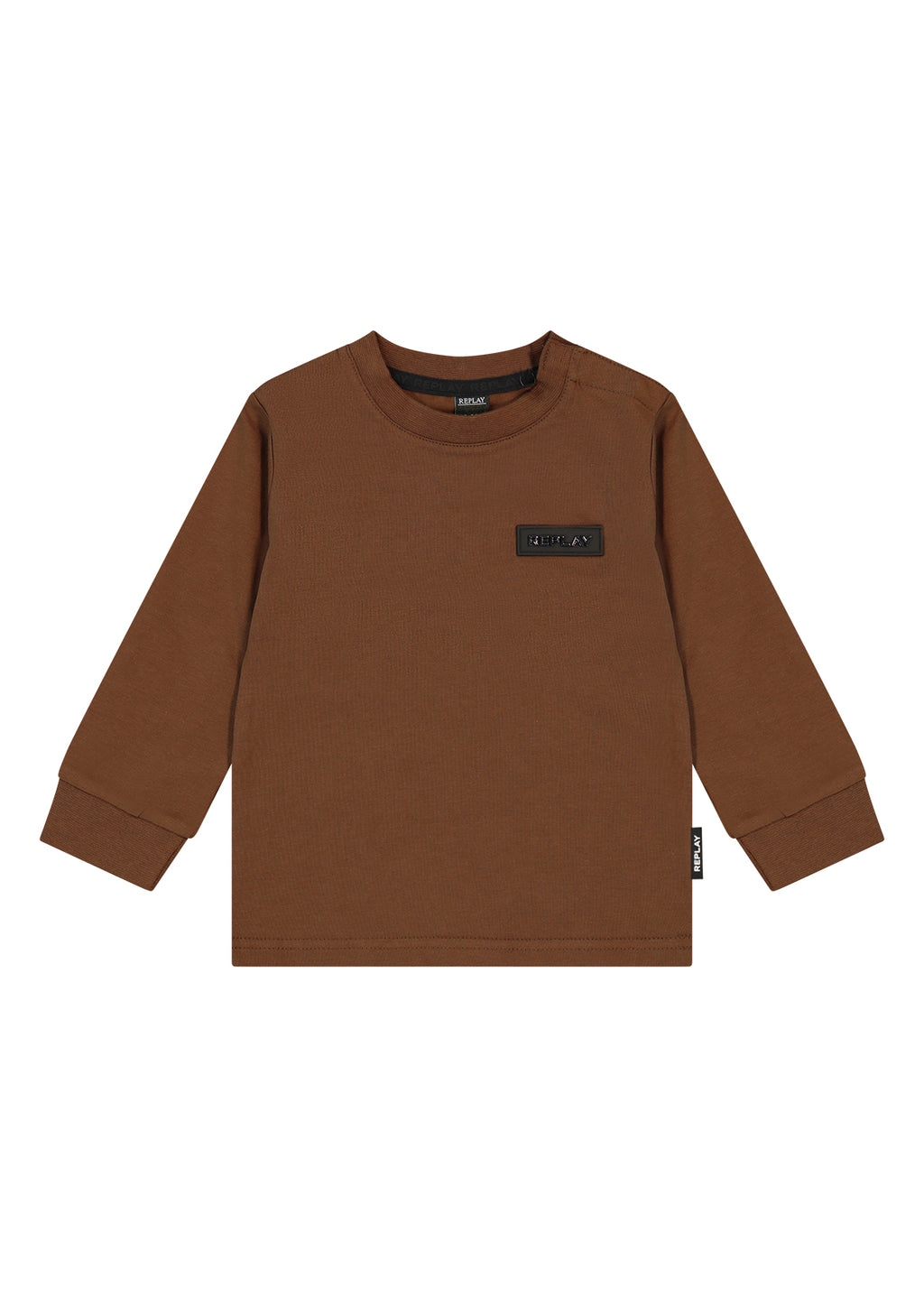 חולצת טישרט REPLAY עם תג מיתוג נקי לתינוקות BROWN / 3-6M