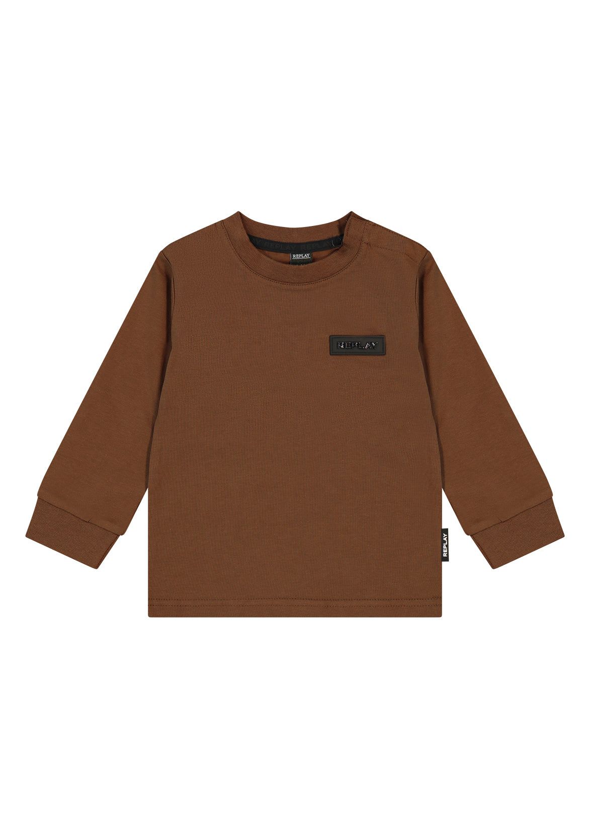 חולצת טישרט REPLAY עם תג מיתוג נקי לתינוקות BROWN / 3-6M