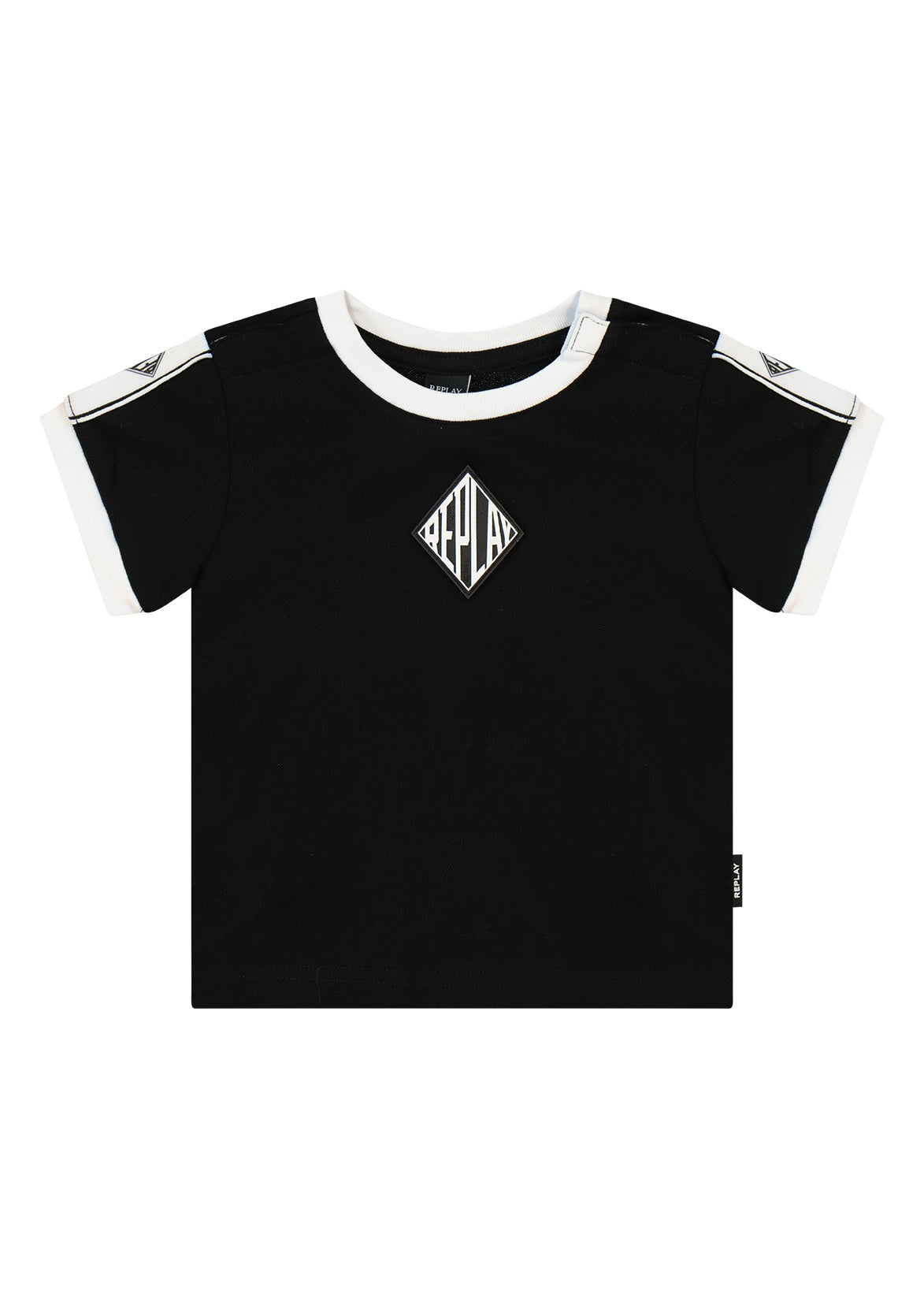 חולצת טישרט REPLAY עם לוגו גדול גרפי וצווארון ריב לתינוקות